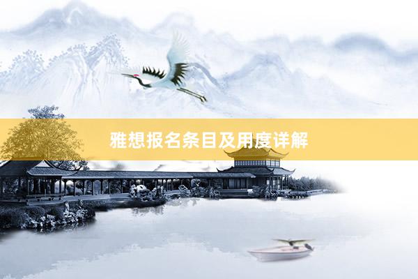 雅想报名条目及用度详解