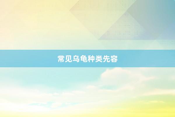 常见乌龟种类先容